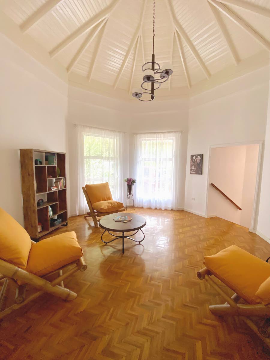 The pool house is perfect for lounging in.