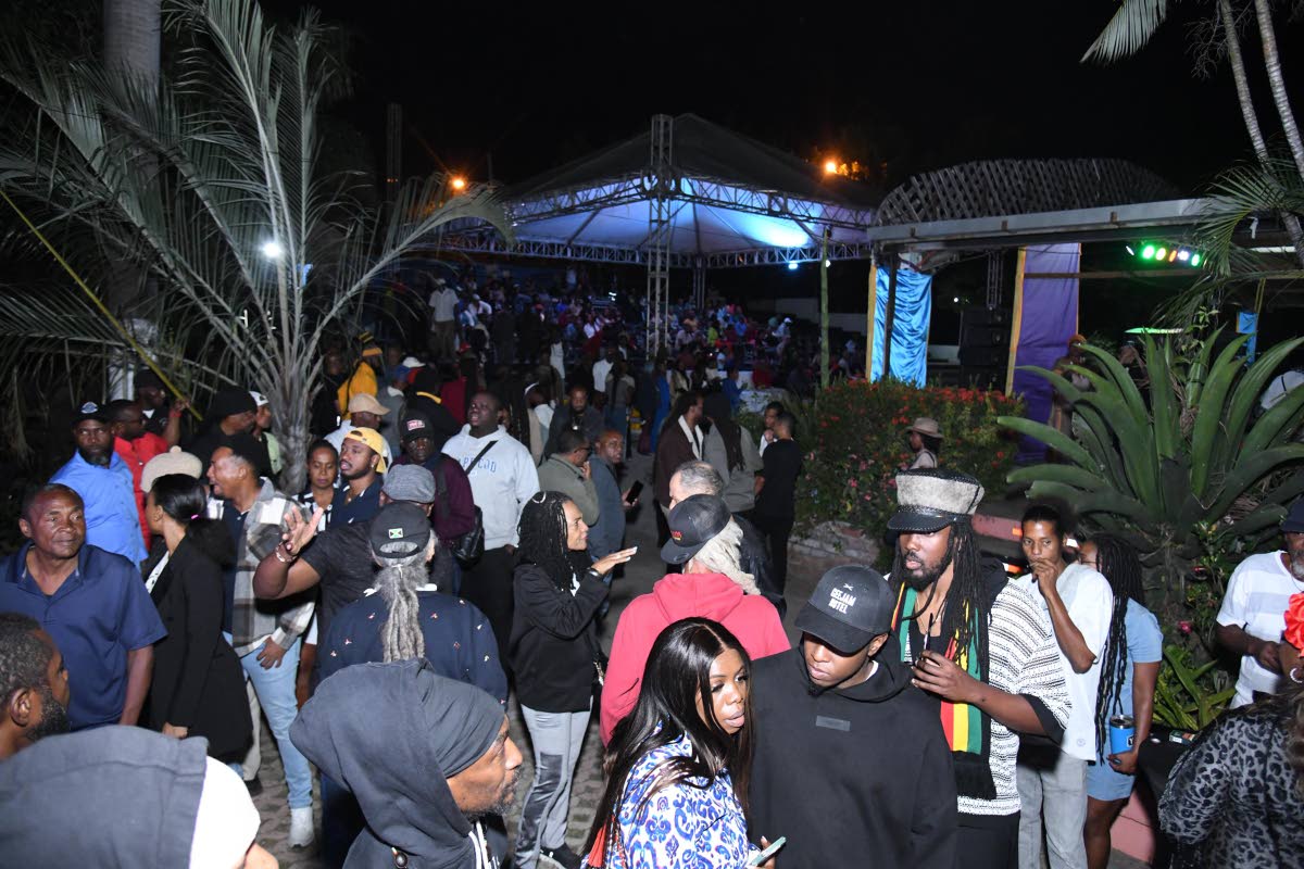 A section of the crowd at Sly Dunbar’s nine-night held on Tuesday.