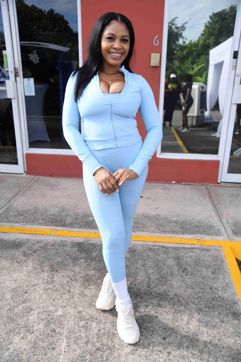 Nurse Patricia Patterson keeps cosy in a baby-blue zip-up jacket, pairing it with matching leggings.