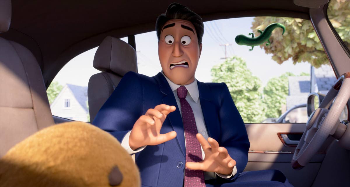 This image released by Disney shows Jerry, voiced by Jon Hamm, in a scene from the animated film ‘Hoppers’. 