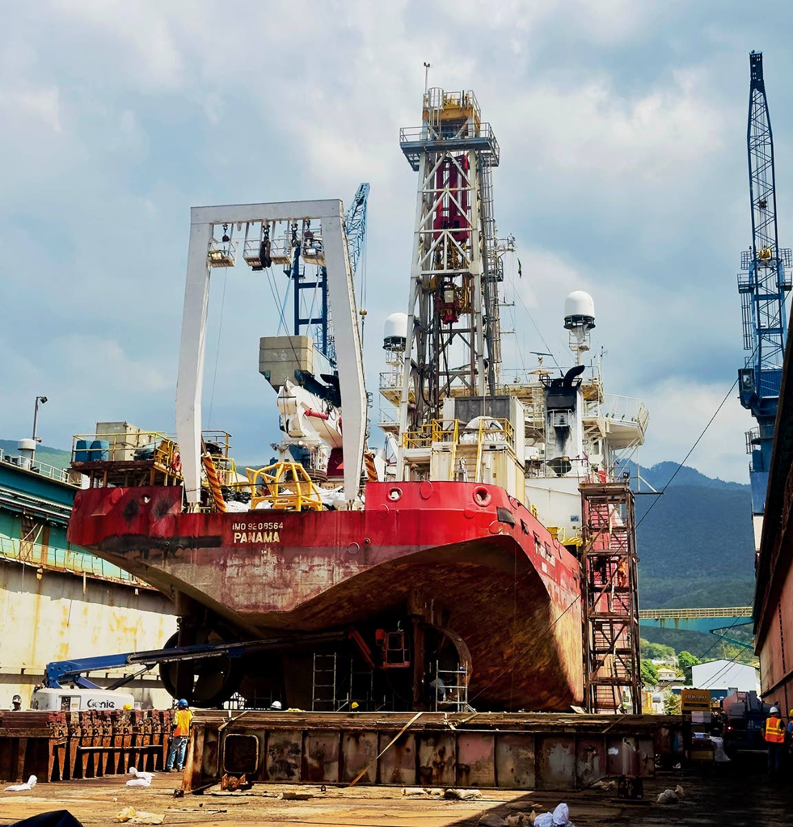 The Furgo Explorer at the German Ship Repair Jamaica Ltd facility, where the vessel is currently undergoing repairs.