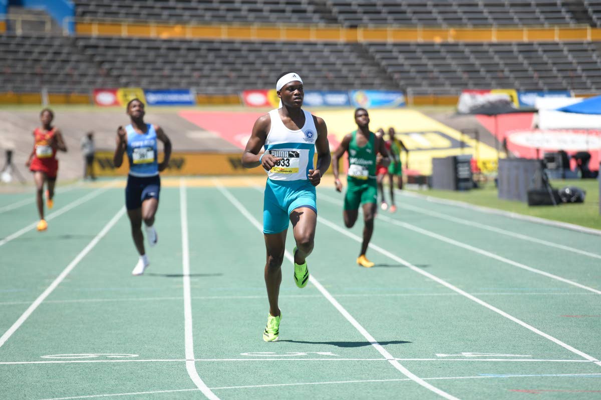 Nicholas James of Lacovia High wins the boys 400m Class 2 Heat 6 at Champs 2026.