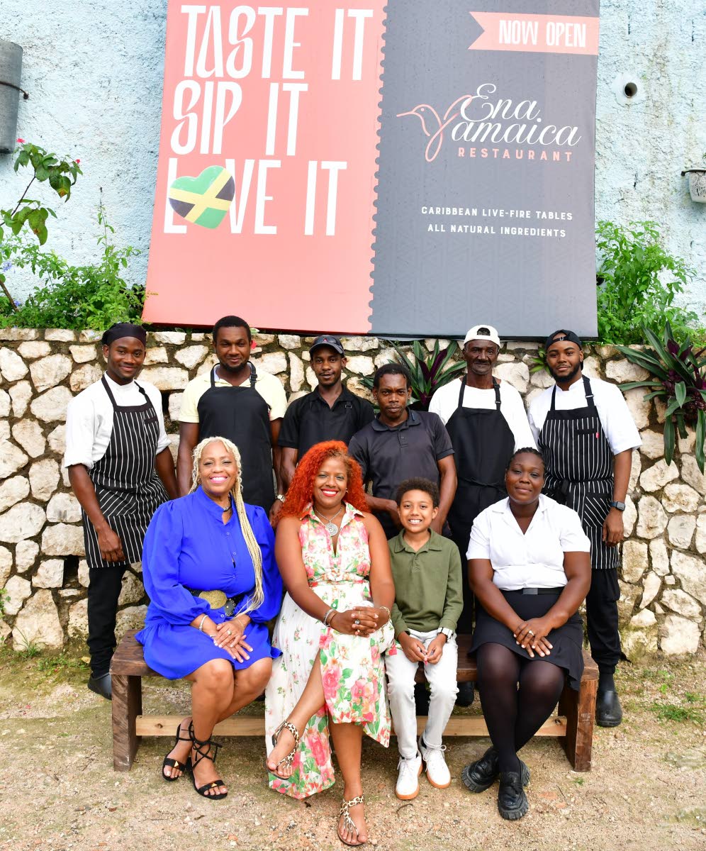 The Ena Jamaica Restaurant family (seated front row, from left) Valrie Golaub, digital content manager; Tanya Golaub, restaurateur; Luka Golaub-Jobson, co-owner; Samantha Brown-Morris, guest concierge; (back row, from left to right) Tevin Clarke, grill mas