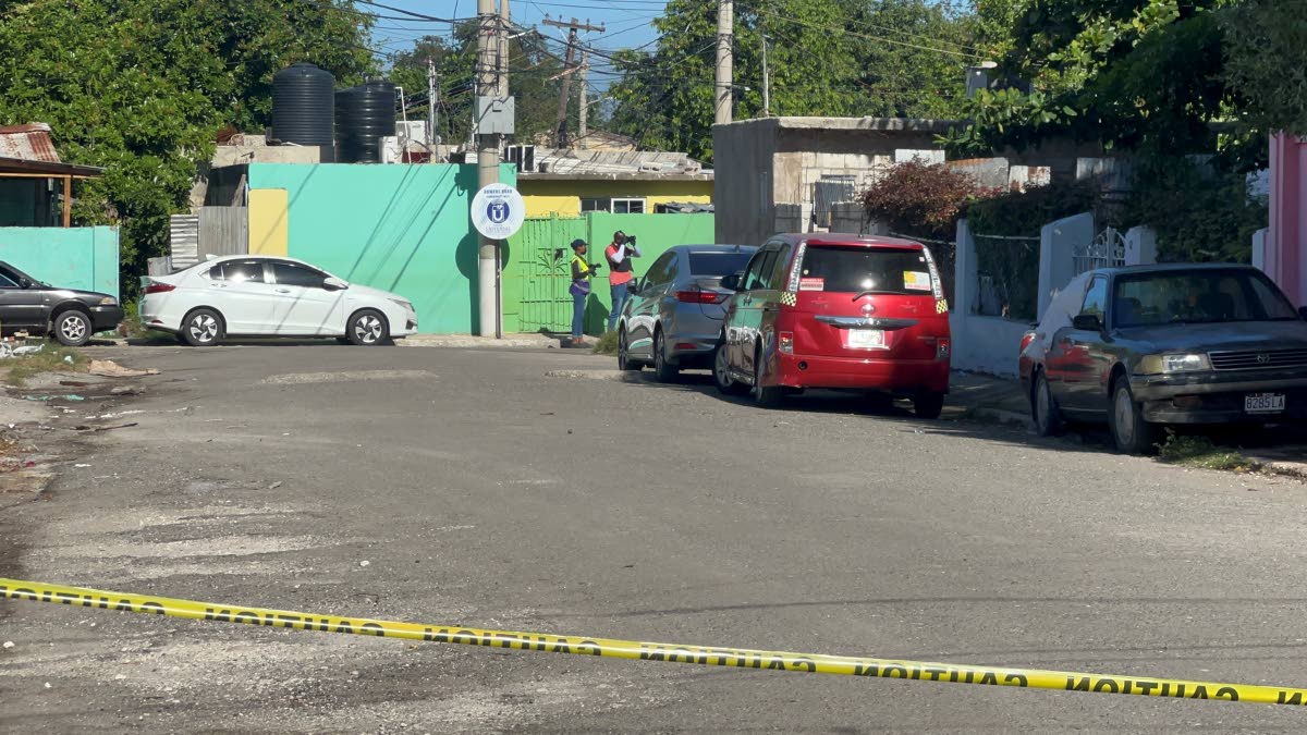 Representatives of INDECOM and the police carry out investigations along Bowens Road. 