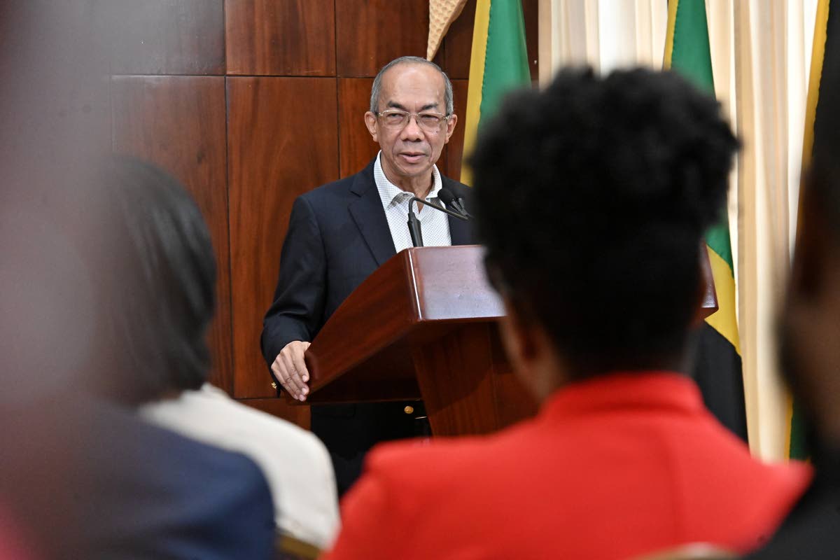 Dr Horace Chang, deputy prime minister and minister of national security and peace, addresses yesterday’s post-Cabinet press briefing at Jamaica House in St Andrew. 