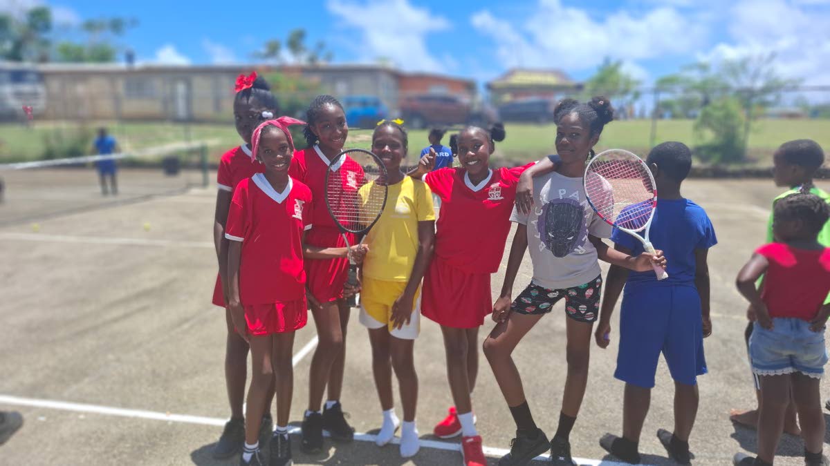 After a long day of structured physical activity, grade 6 students at Broughton Primary engage in a fun lawn tennis session.