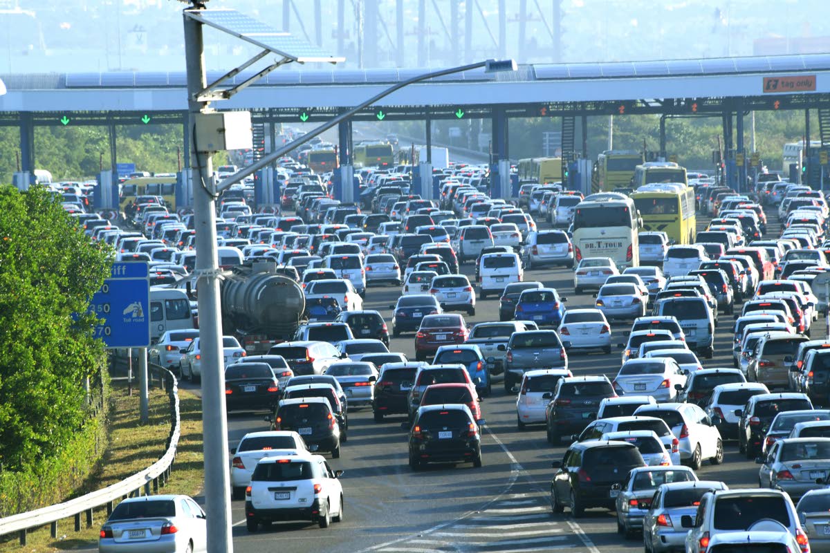 This file photo shows a traffic gridlock at the Portmore toll road. 