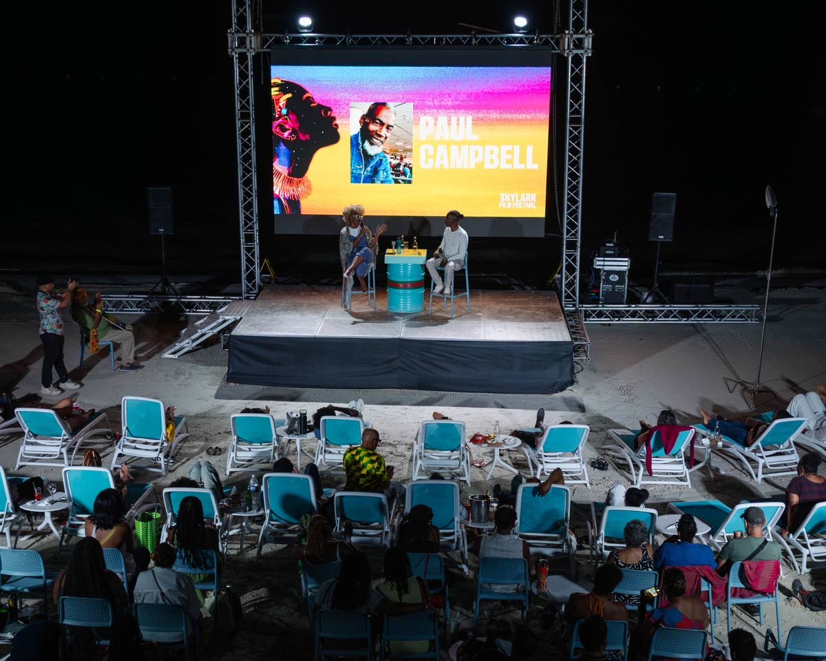 Filmmaker and creative producer Nadean Rawlins (onstage, left) interviewed actor Paul Campbell for a special segment during last year’s Skylark Film Festival. Campbell was honoured at the festival for his iconic decades-long career in the Jamaican film i