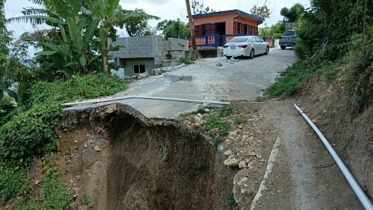 The breakaway along the Spring Mount main road in St James. 