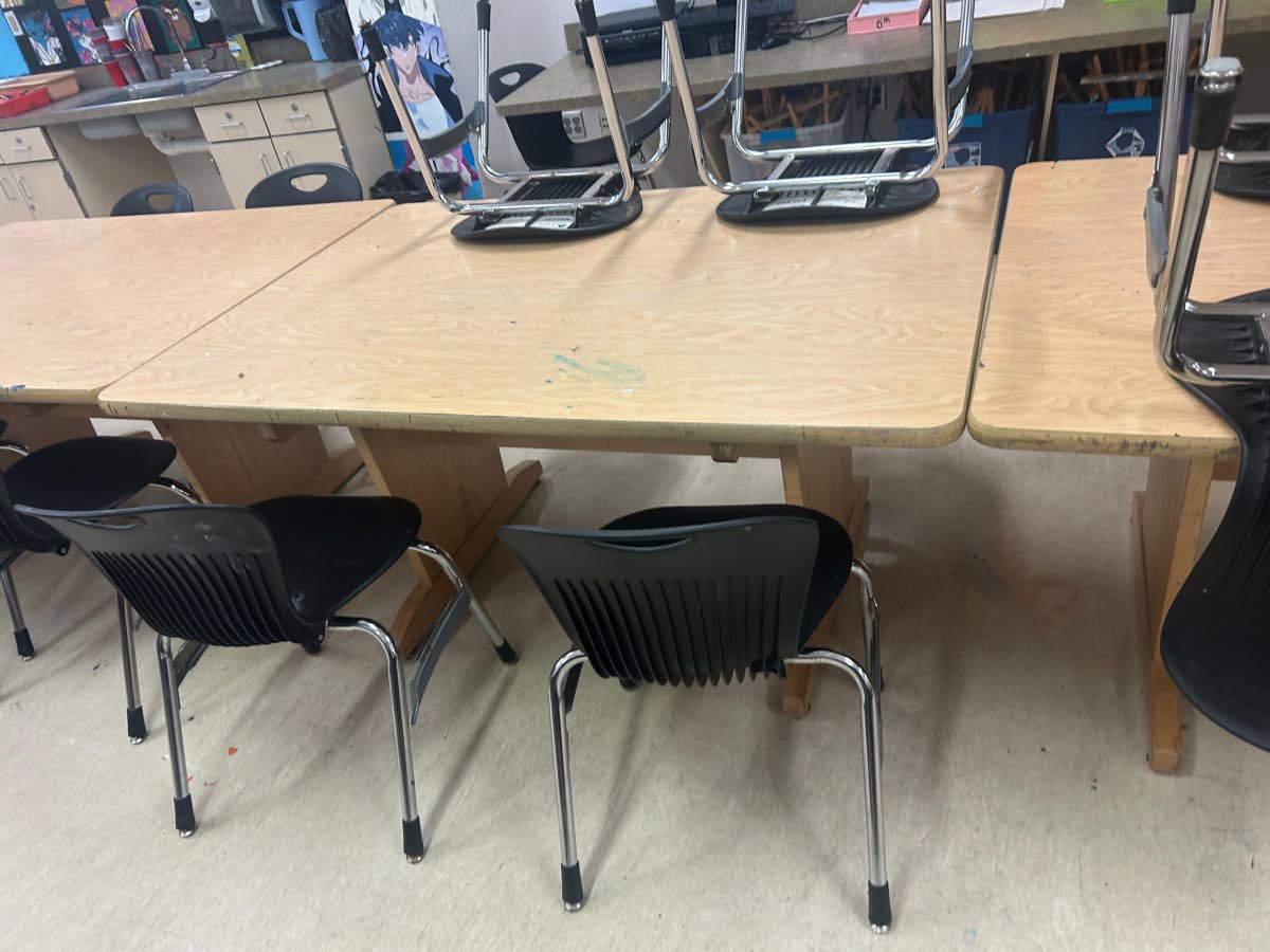 Reclaimed and donated furniture  shipped to a western Jamaica school and that are in use in classrooms that were renovated after Hurricane Melissa.