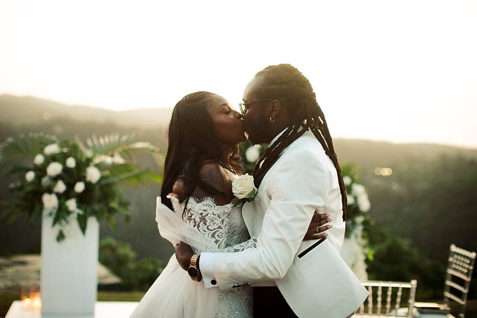 Samory I and Cece share a kiss as husband and wife.