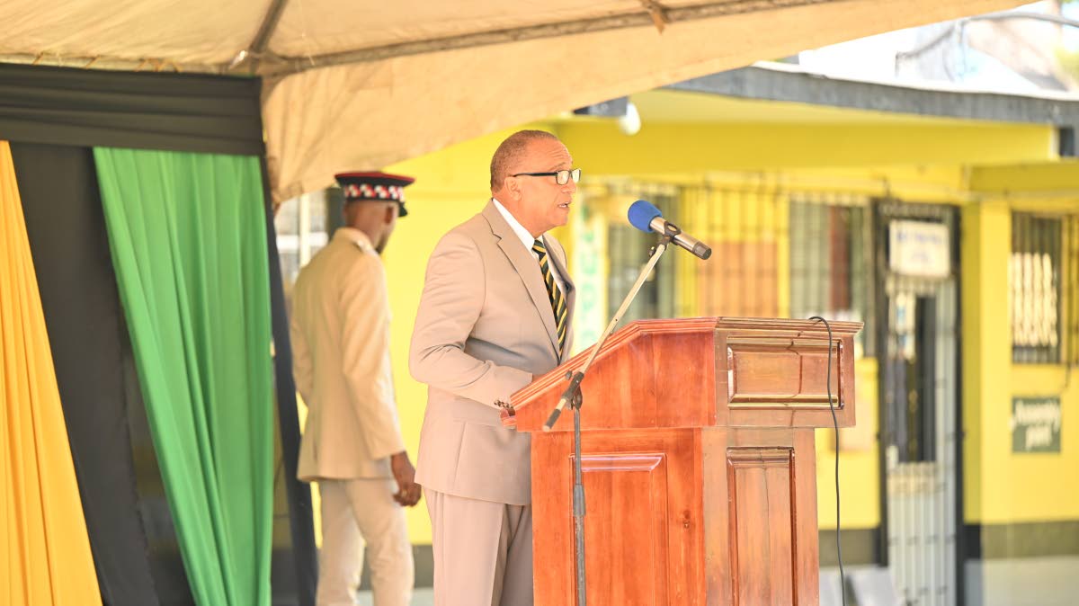  Custos of St Elizabeth Burnard Henry addressing the people of St Elizabeth in his second public engagement on Monday, following his installation last week at King’s House in St Andrew. 