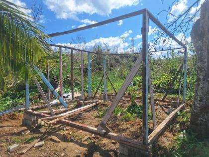The frame of Alson Hughes’s house in Darliston, Westmoreland, after Hurricane Melissa.
