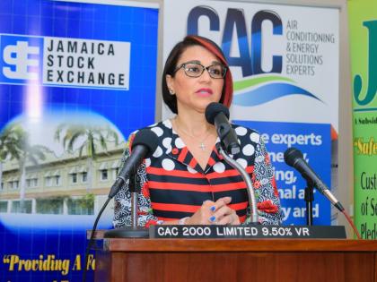 CAC 2000 CEO Gia Abraham at the company’s 2018 preference share listing in Kingston.