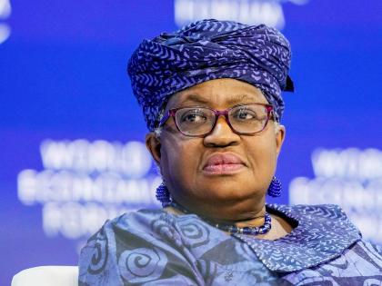 Ngozi Okonjo-Iweala, director general of the World Trade Organization (WTO) takes part in a panel discussion at the Annual Meeting of World Economic Forum in Davos, Switzerland, on Wednesday, January 17. The head of the WTO insisted it remains relevant and