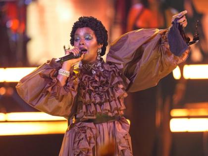 Lauryn Hill accepts the living legend icon award during the BET Awards on Sunday, June 28, at the Peacock Theater in Los Angeles.