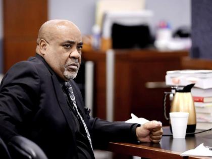Duane ‘Keffe D’ Davis sits at the defence table during a break in closing arguments during his murder trial, related to the 1996 killing of rapper Tupac Shakur, in Clark County District Court at the Regional Justice Center in Las Vegas on Monday.