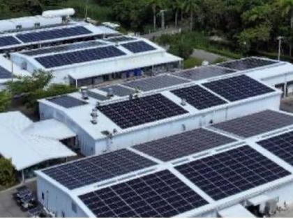 Solar panels pictured in Rubis’ half-year results presentation, in its discussion on Jamaica. Contributed