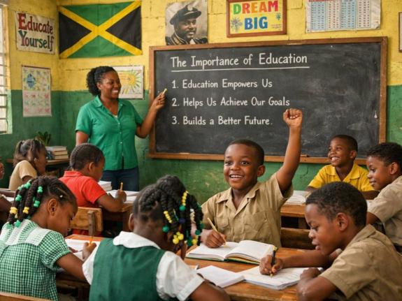 AI-generated representational image of students in a classroom.