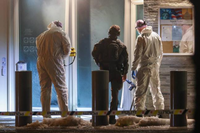 Norwegian police and technicians at the US Embassy in Oslo, Norway.