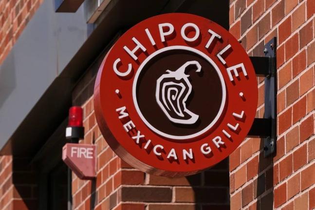 The Chipotle Mexican Grill logo is displayed at a store, August 13, 2025, in Newton, USA. 