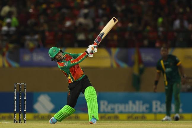 
The Guyana Amazon Warriors Rahmanullah Gurbaz  on the go during a Republic Bank Caribbean Premier League game against the Jamaica Kingsmen in Guyana on Friday.